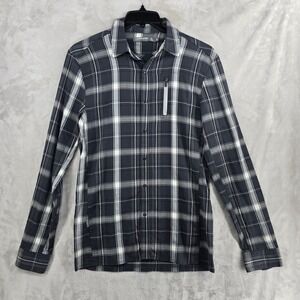 Icebreaker Merino Plaid Button Up Shirt Mens Small Long‎ Sleeve Pocket * holes